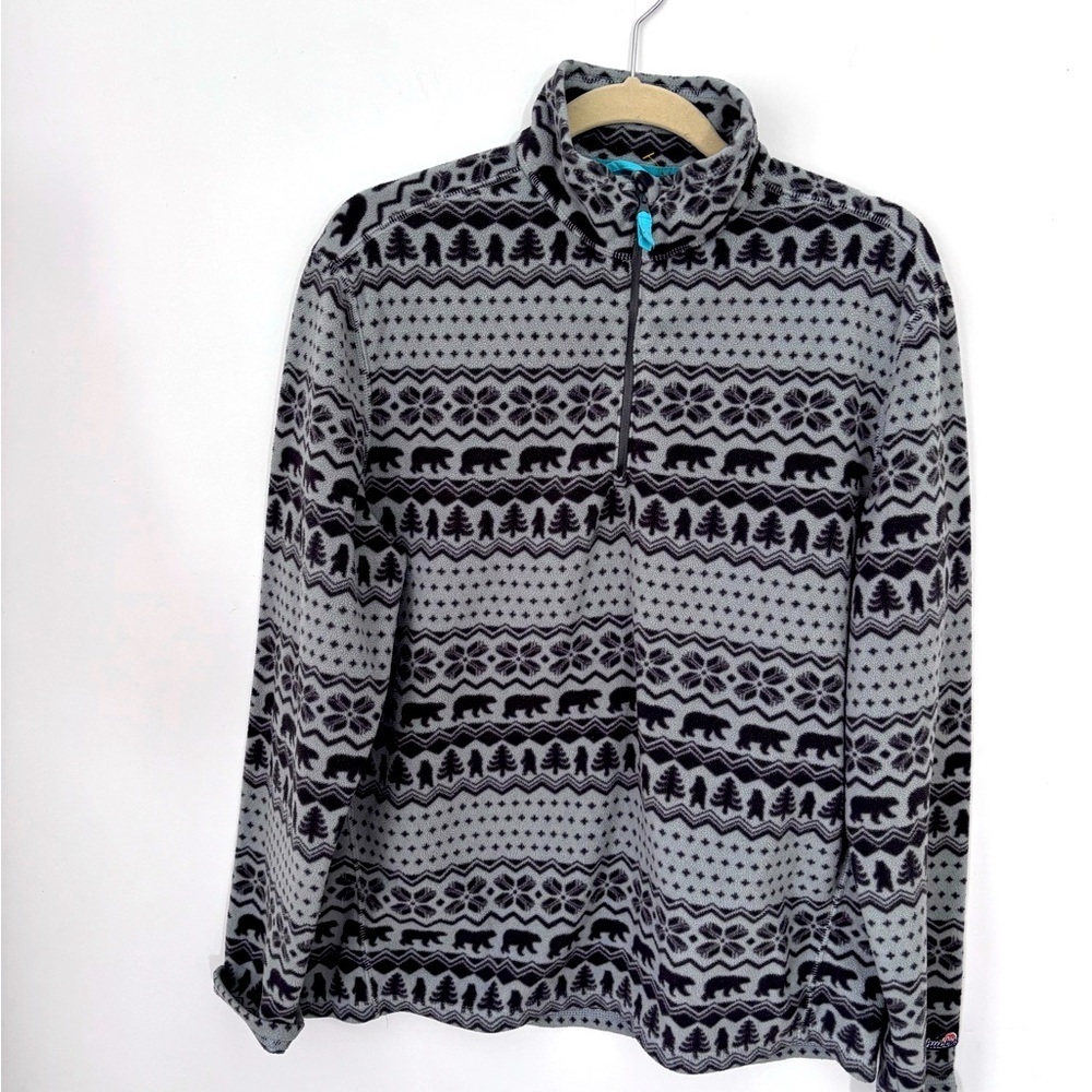 Chubbies The Bear Hug Men’s 1/4 Zip Fleece Pullover Grey Black Size Medium